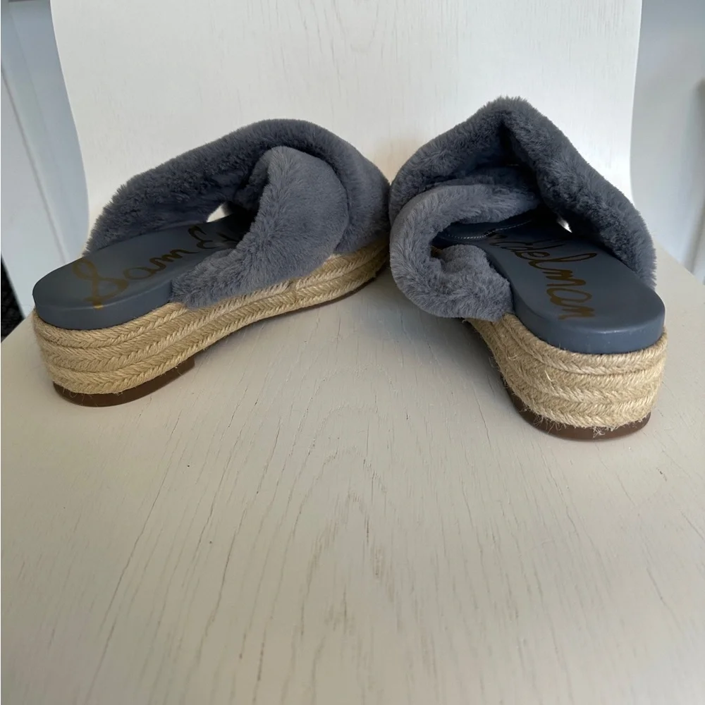 Sam Edelman ZIA Faux Fur Platform Espadrille Slipper Wedge Size 8.5